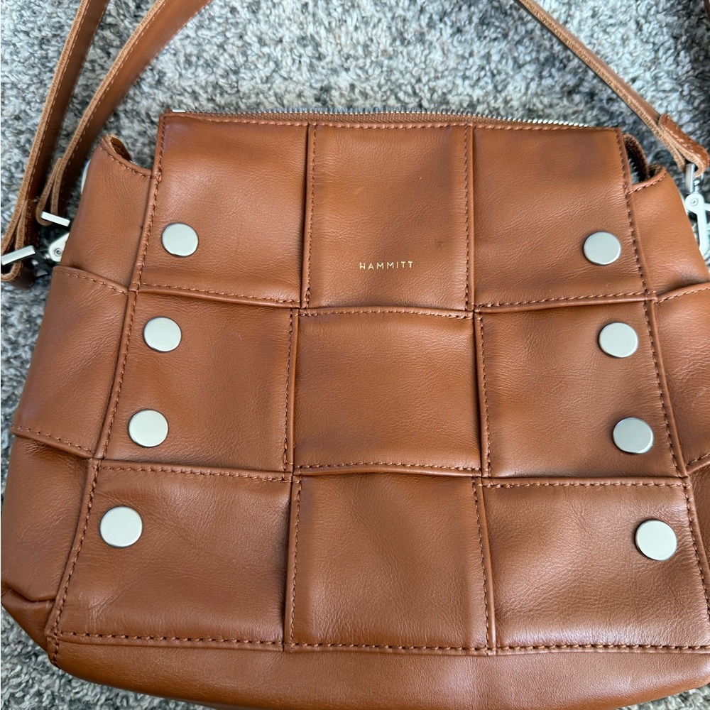 Hammitt Tan Woven Patch Shoulder Bag with Silver Studs - Picture 2 of 9